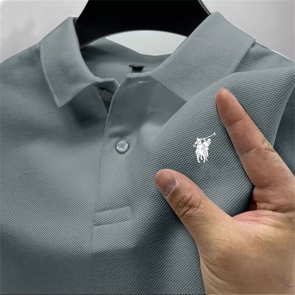 Summer High end Men's Polo Shirt Fast Breathable Casual Fashion Business Sports Short sleeved Clothing mens cotton polo shirts