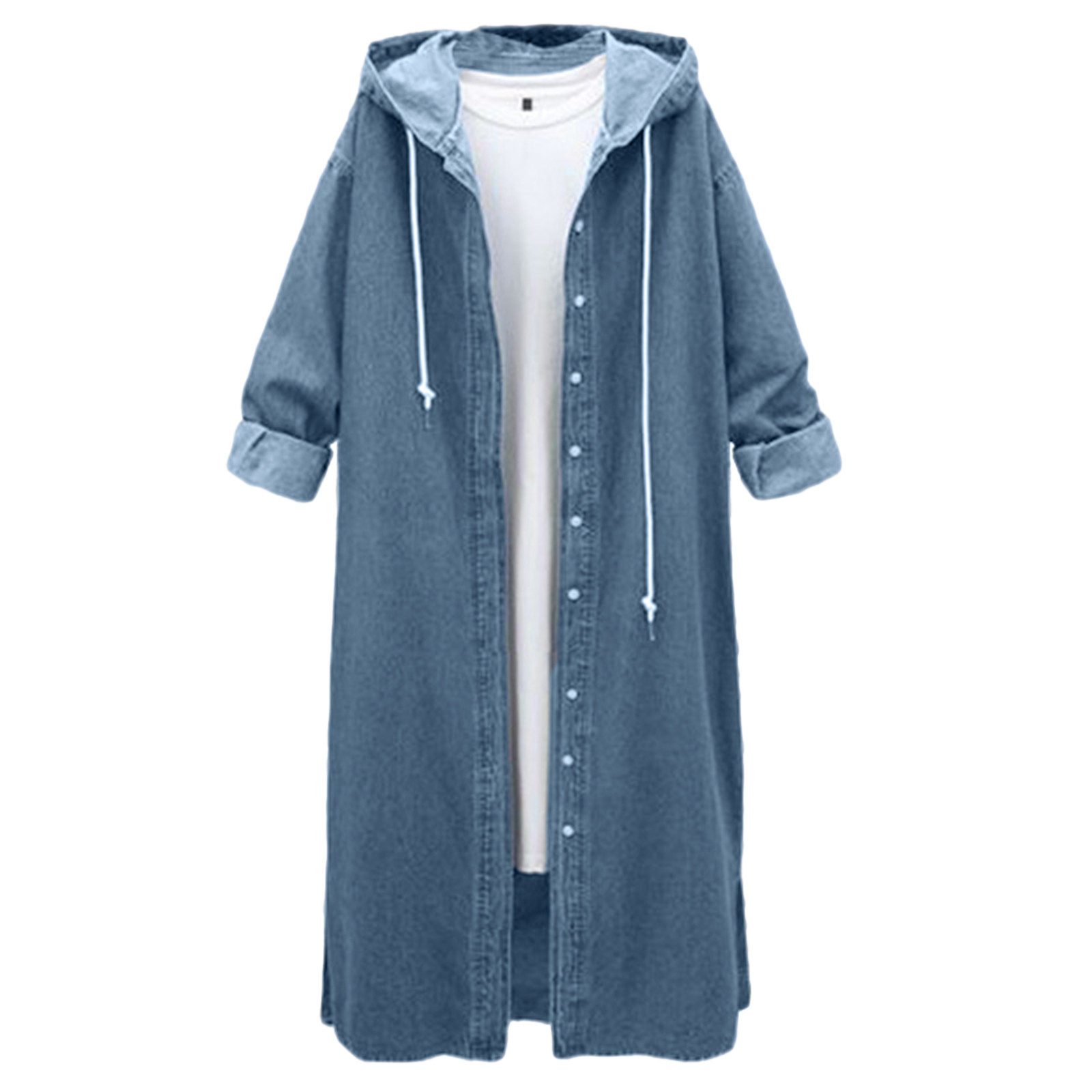 Hooded Outwear Denim Coat For Women Winter Clothes Women Long Overcoat Jacket Coat Jean Sleeve Women's Blouse Veste Femme