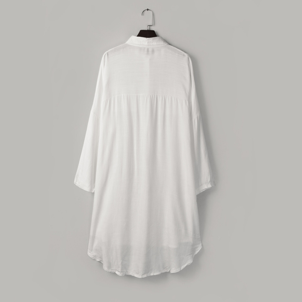 Women Shirt Dress White Long Sleeve Button Up Cotton Linen Mini Dress Ladies Turn-down Collar Loose Party Vestidos Long Tunics