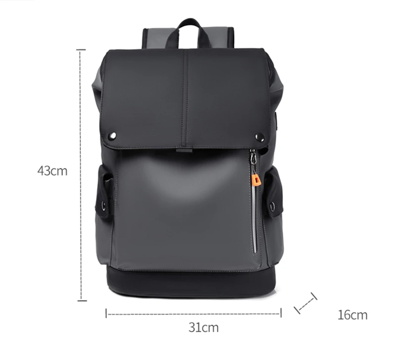 High Quality PU Leather Waterproof Men's Laptop Backpack Large Computer Backpack for Business Urban Man Backpack USB Charging