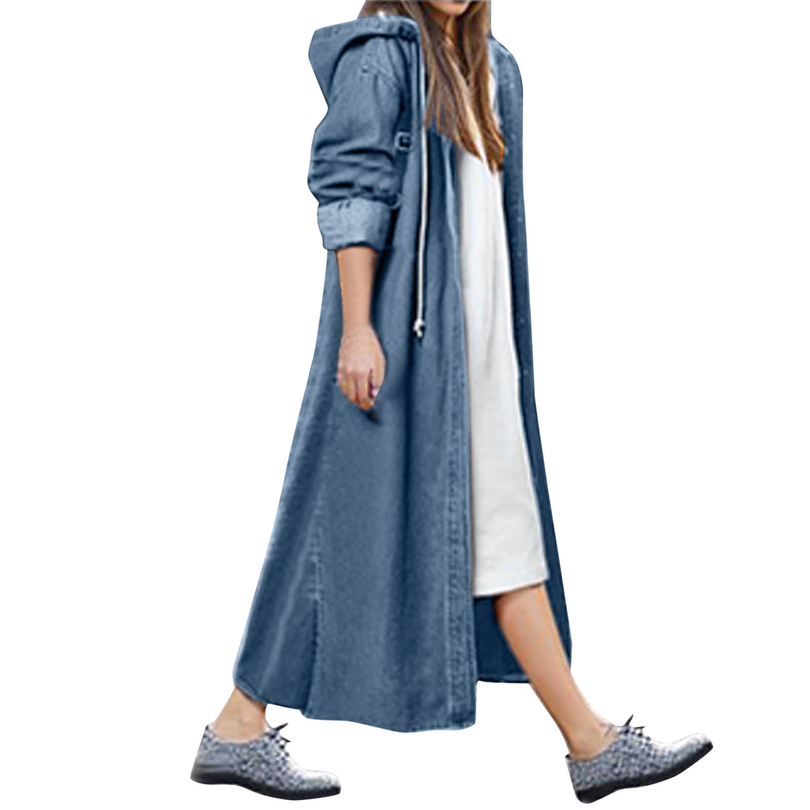 Hooded Outwear Denim Coat For Women Winter Clothes Women Long Overcoat Jacket Coat Jean Sleeve Women's Blouse Veste Femme