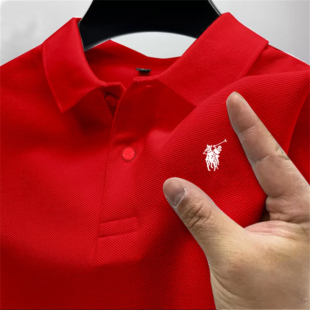 Summer High end Men's Polo Shirt Fast Breathable Casual Fashion Business Sports Short sleeved Clothing mens cotton polo shirts