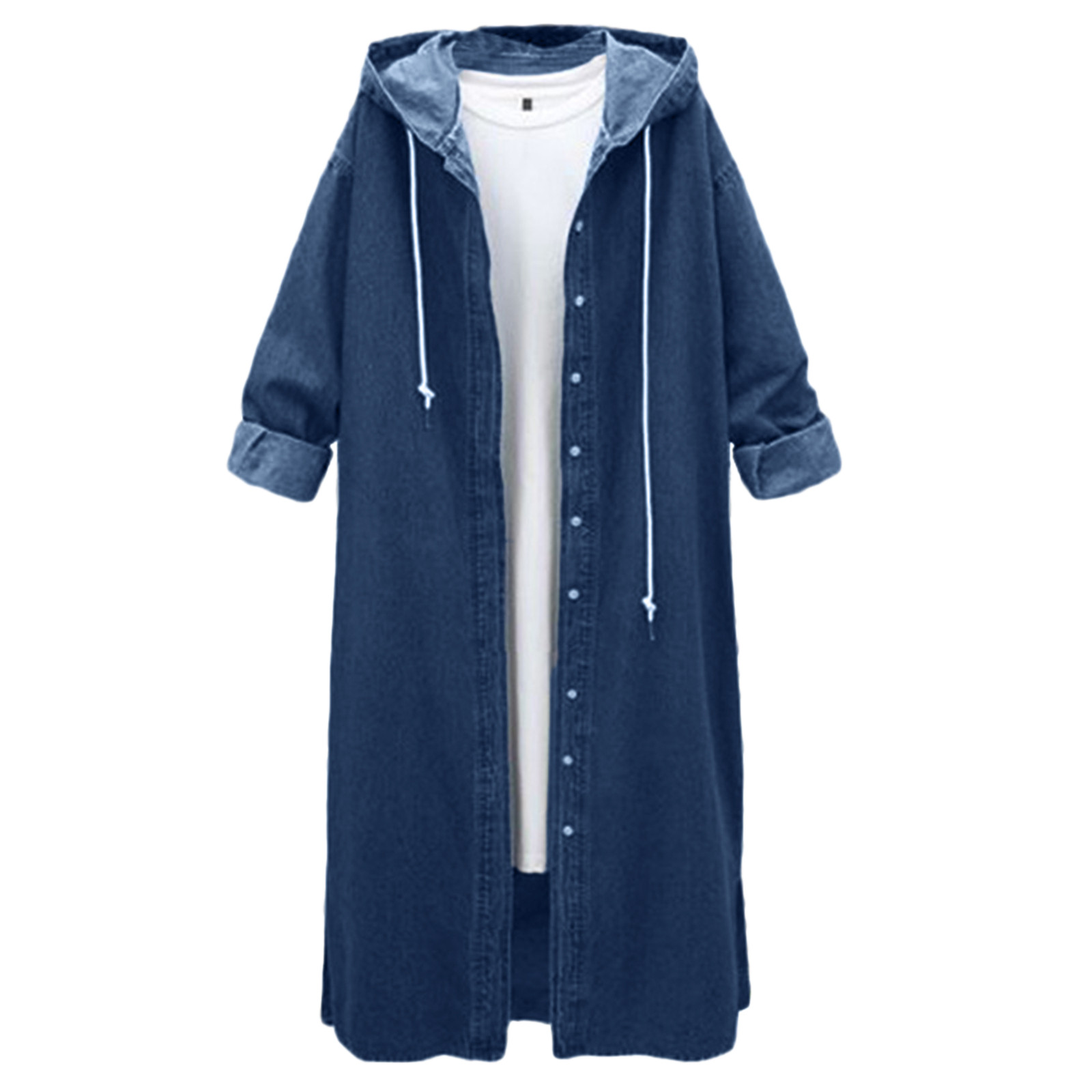 Hooded Outwear Denim Coat For Women Winter Clothes Women Long Overcoat Jacket Coat Jean Sleeve Women's Blouse Veste Femme