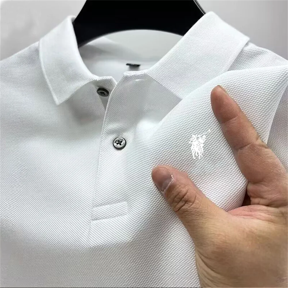 Summer High end Men's Polo Shirt Fast Breathable Casual Fashion Business Sports Short sleeved Clothing mens cotton polo shirts