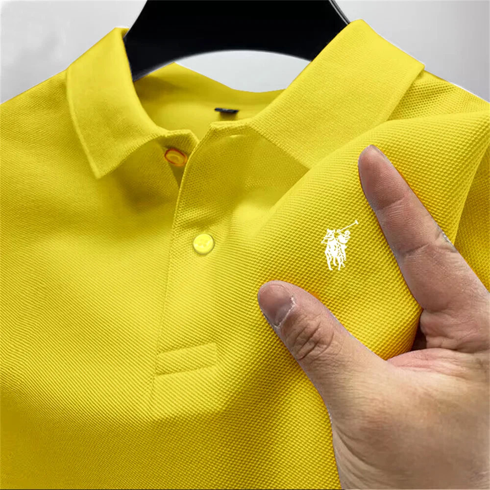 Summer High end Men's Polo Shirt Fast Breathable Casual Fashion Business Sports Short sleeved Clothing mens cotton polo shirts